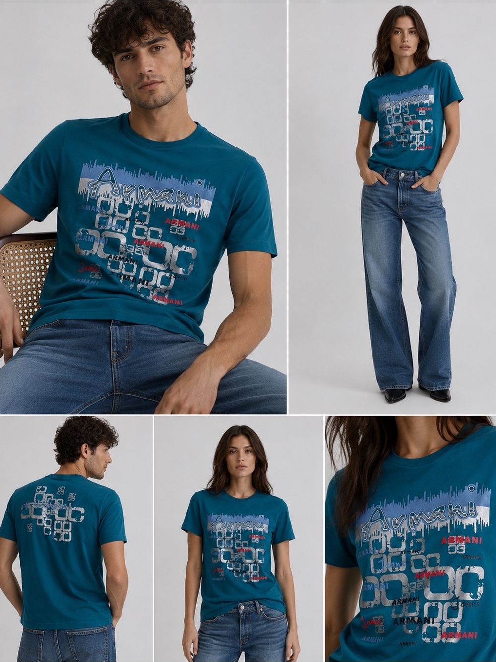 Display #2 Armani Jeans Teal Graphic Unisex T-Shirt Size S